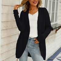 KETYYH-CHN Prevelizirani džemperi za žene s dugim rukavima otvorenim prednjim kardiganskim džemperima crna, l