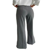 GENUISKIDS Ženske odijele Hlače Čvrsto boje pune pantalone na radnom kancelariju Business Cunting Casual Slim Fit pantalone