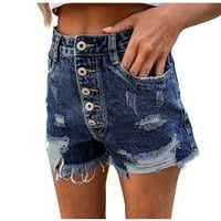 Ženske ljetne modne rubene gumbe trapene kratke hlače sa džepom