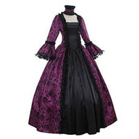 Žene plus veličina Ženska pad zimske gotičke retro cvjetne kuglične haljine haljine haljine haljina ljubičasta