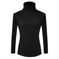 Plus size Ljeto TOP jesen i zimska solidna boja Osnovna osnovna majica Plus veličine Crno + XL