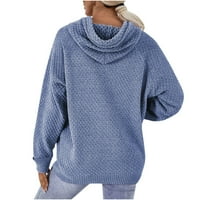 Prometna dukserica za žene dugih rukava džemper od pulonih boja sa kapuljačom pulover kapuljača Ležerne džumper teen devojke modna odeća plavi s