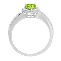 0,8ct kruška zelena prirodna peridot 18k bijela zlatna godišnjica Angažovanje halo prstena veličine
