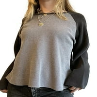 Žene dugih rukava Labav pulover Raglan kontrastni boja majica okrugli izrez proljetni pad pada