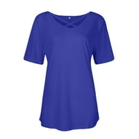 Žene Ljetne bluze Ženska V-izrez Kratki rukav Pulover Tunic Tops modne casual labave majice Tee plavi m