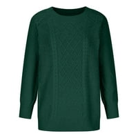Symoidne duge haljine za žene - jesen i zimsku Casaul čvrsti dugi rukav pletenje posade za vrat pulover duks haljine vojska zelena xl