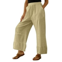 FVWitlyh pantalone za ženske casual haljine za rad ženske pamučne posteljine duge hlače High gaće za žene radne casual visoke struke elastične teretne pantalone žene