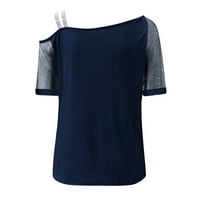 Oslinske štednje tuničke bluze košulje za žene modne dame Ljetne vrhove bez kaiševe mrežice za patchworkShort