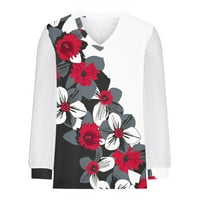 Jalioing ženske bluze s dugim rukavima V-izrez jesenska zimska obična boja slatke tiskane labave majice