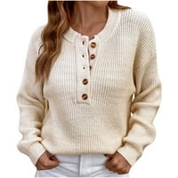 Vivianyo HD Zimski džemperi za žene plus veličine Ženska casual seksi moda V-izrez Solid Boja dugih