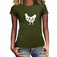 Ženske životinjske vrhove pilećih pilećih košulja za žene kratkih rukava s kratkim rukavima bluza za