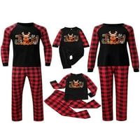 Avamo podudaranje porodice pidžama setovi Božić PJ-a sa snjegovinskim dugim rukavima i pletenim hlačama Loungewear Style-B Child 3-4Y