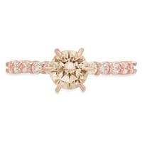 1.05ct okrugli rez smeđi šampanjac simulirani dijamant 18k ružičasti ružičasti zlato graviranje izjava godišnjica Angažman vjenčanog prstena veličine 8.5