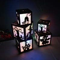 Kiskick Square Soft LED noćno svjetlo - drvena Halloween LED svjetlo, vještica bundeve dvorac ambijentalno