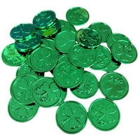 St. Patrickov dan Lucky Coins Shamrock Plastični novčići Zeleni i zlatni kovanica Tabela za ublažavanje za ublažavanje Svetog Patrika