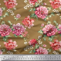 Soimoi Moss Georgette tkanina od listi i božur cvjetni otisnuto zanatsko tkanina od dvorišta široka
