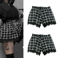Žene Gothic Punk elastične kratke hlače široke noge suknja Harajuku Halloween Spider Web Plaid Print