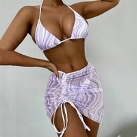 Leey-World Plus size kupaći kostim ženski halter trokut vrhovi kravata Bikini kupaći odijela kupaće kupaće kupaje, xl