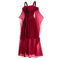 Srednjovjekovni kostim za žene korzet Gothic Renesansne haljine plus veličine čipke up rufne haljine crvene 3xl