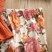 Suaumret Kids Djevojke Proljeće Jesenska odjeća setovi dugi rukavi ruffle vrhovi + cvjetne gamaše hlače odijelo od opeke crvene 3 godine
