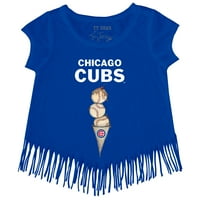Djevojke Mladi Tiny Turmop Royal Chicago Cubs Trostruko scroop Fringe majica