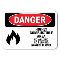 Znak opasnosti - visoko zapaljivo područje bez zavarivanja
