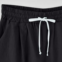 Wozhidaoke teretni pantalone Žene žene tiskane ljetne pamučne hlače visoke struke plus veličine kratkih kratkih hlača Pokretajte džep na plaži pet bodova crna 2xl
