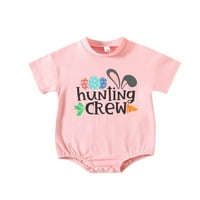 Unise Baby Onege Odjeća Uskrs kratkih rukava Rabbit Print Rompers Bodysuit za odjeću ružičasta plava mališana slatka dnevna igra