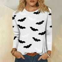 Strungten ženski modni casual dugih rukava Halloween Print okrugli vrat Pulover TOP bluza Prevelike