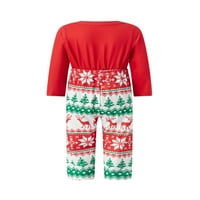 Gureui Božićni koji odgovara porodičnoj pidžami, klasični božićni elementi Ispis dugih rukava posada