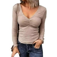 Durtebeua ženska ležerna šifonska bluza vrhovi pulovera s dugim rukavima Split Tuntic