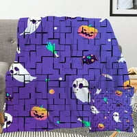 Halloween Dekorativni pokrivač s jastukom, BAT boba s lubanjem za spavaću sobu Décor, 169,40x58 ''