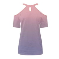 Cleance Ženska odjeća Ljetni vrhovi ljeto Ispiši hladno rame na vrhu kratkih rukava majica modne labave majice ružičaste m