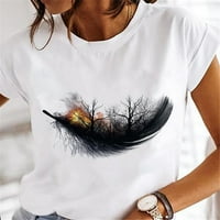 Ljetna ušteda! Tofotl ženski vrhovi Ljeto kratkih rukava majice Moda Print CrewNeck Pulover Comfy Soft
