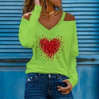 Košulje za žene Trendi Žene Ležerne prilike od tiskanog pulover s dugim rukavima Off ramena bluza Thirt Green M