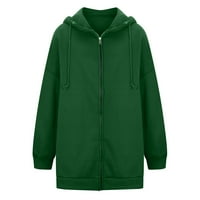Senuca Plus Veličina Lagani kaputi za žene duge zip up tanke jeseni zimski jakni zeleni m