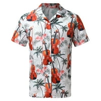 DMQupv muns odijelo muške proljeće ljeto top hawaii tiskani ovratnik na otvorenom TOP casual labavo muške majice kratka rukava majica zelena xx-velika