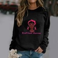 Prodajna duks svijesti o raku dojke za žene dugih rukava s majicama s dugim rukavima bluza na vratu ružičasta grafički inspirativni vrhovi Sudadera de mujer black m