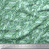 Soimoi Green Japan Crepe Satin Tkanina Laurel lišće Ispiši šivanje tkanine BTY Wide