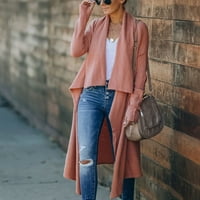 Ženski otvoreni prednji kaput čvrsta boja dugih rukava Ležerne prilike za slobodno vrijeme Casual Cardigan džemper sa džepovima, ružičasta