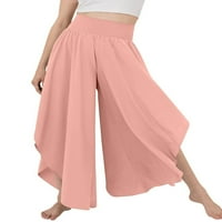 Prednji pročelica široke noge joga hlače visoki stručni plesni plesni pantski pantski salon palazzo pilates pantalone Pink XS