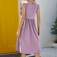 Aoujea Ljetna haljina za žene Fational okrugli vrat Ležerne prilike sa labavim plusom suknje s ruffles ruffles Longuette haljina za sunčanje
