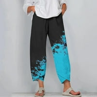 Dasayo Žene Estetske hlače za ispis Elastične struke Laketi sa džepovima Casual Beach pantalone