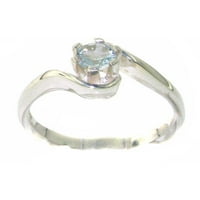 Britanci napravio je 10k bijeli zlatni prsten sa prirodnim prstenom od Aquamarine Womens - veličine
