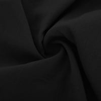 Žene ležerne pamučne posteljine čvrste hlače u boji opuštene fit ravne široke noge visokog struka sa džepovima modne labave lounge duge hlače crna l
