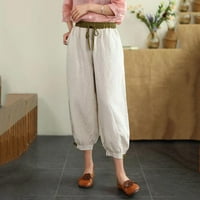Duge pantalone za žene joga hlače za žene Ležerne ljetne vuče elastične bujne kopče, džepovi za hlače