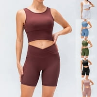 Qolati setovi za vježbanje za žene Crop tenk vrhovi bešavne kratke hlače visoke struke Yoga odijelo za teretanu gamaše trenerke