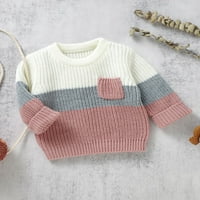 Qinghua Toddler Baby Boys Girls Knit džemper kontrast boja pulover Duge dugi rukavi padajuća zimska topla odjeća ružičasta 9-mjeseci