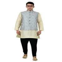 Sonakshi modni muški brokatski prsluk bandhgala svečana jacquard nehru jakna, boja: tamno bež, veličina: