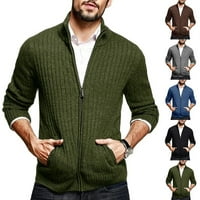 Muški pleteni zip džemper Cardigan postolje ovratnik vitki kaput pletiva casual jakna vrhova